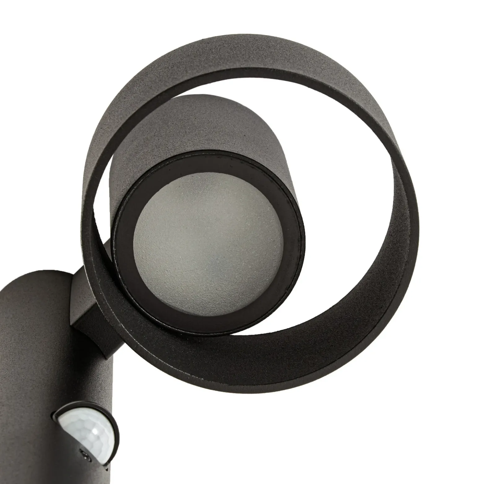 Bolardo luminoso LED Lucande Elune, negro, con sensor, IP44, 77 cm