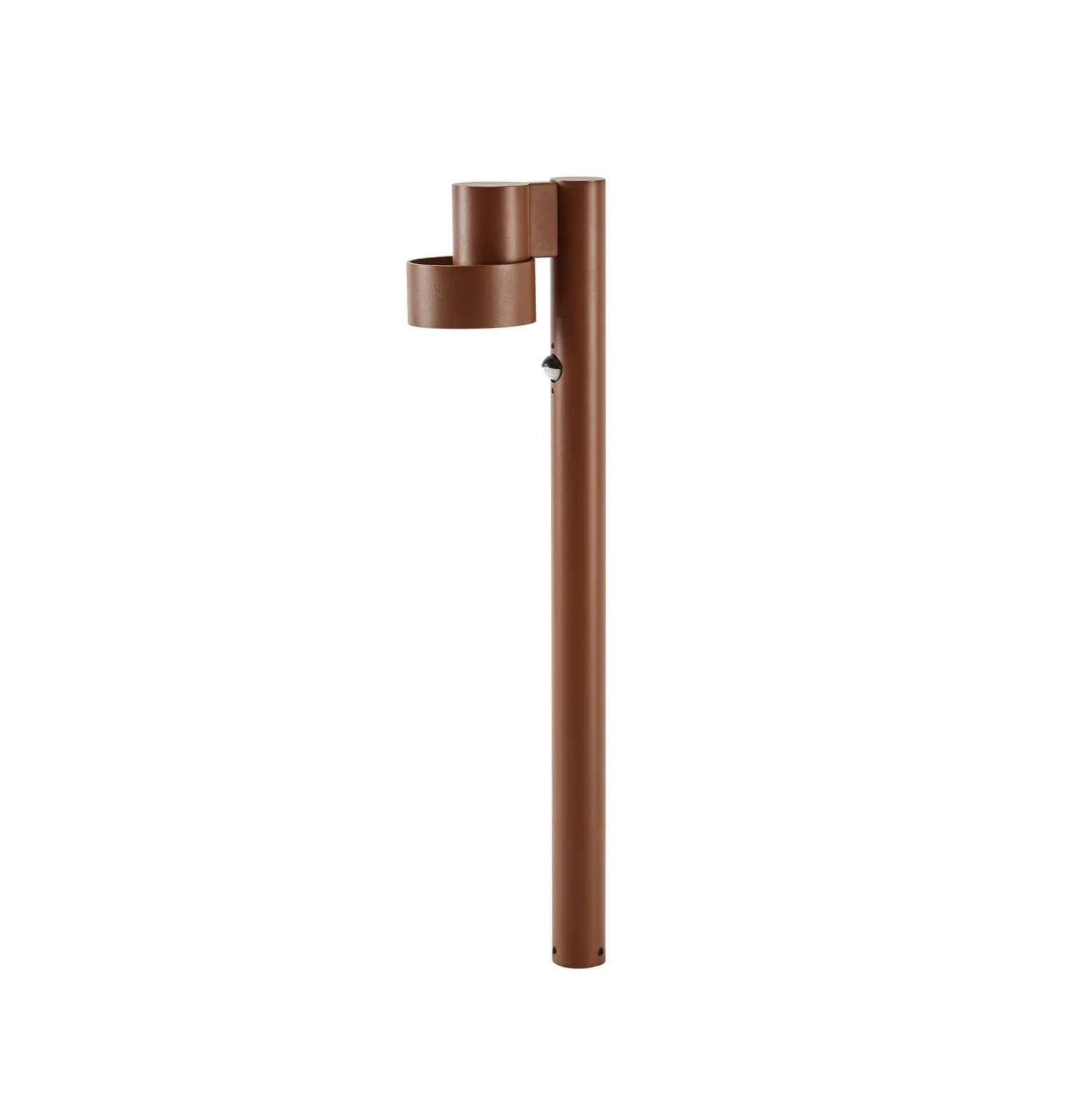 Bolardo luminoso LED Lucande Elune, marrón, con sensor, IP44, altura 77 cm