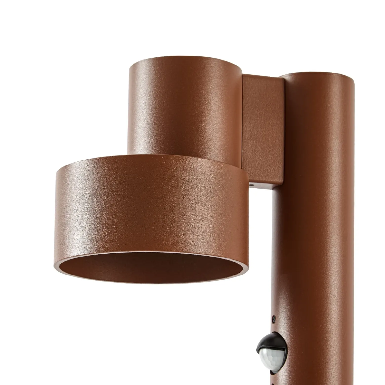 Bolardo luminoso LED Lucande Elune, marrón, con sensor, IP44, altura 77 cm