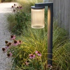 Bolardo luminoso LED Lucande Beelia, antracita, 60 cm, estriado