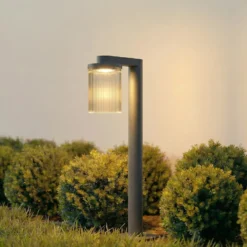 Bolardo luminoso LED Lucande Beelia, antracita, 60 cm, estriado