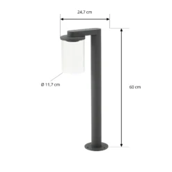 Bolardo luminoso LED Lucande Beelia, antracita, 60 cm, estriado
