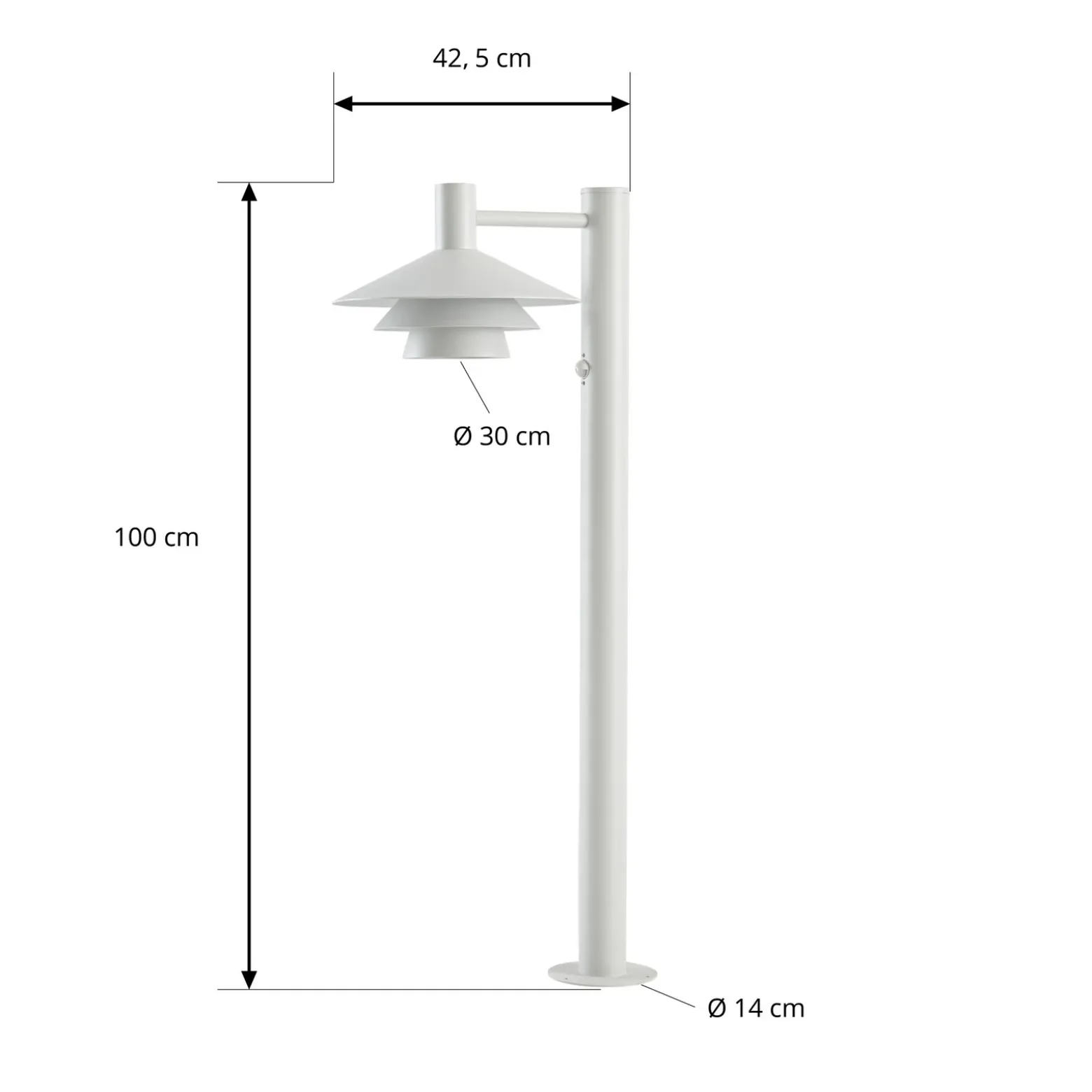 Bolardo luminoso LED Lucande Montaro, 100 cm, blanco, con sensor