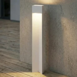 Bolardo luminoso LED Lucande Kaholo, gris claro, 90 cm, IP44