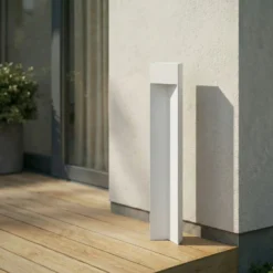 Bolardo luminoso LED Lucande Kaholo, gris claro, 90 cm, IP44