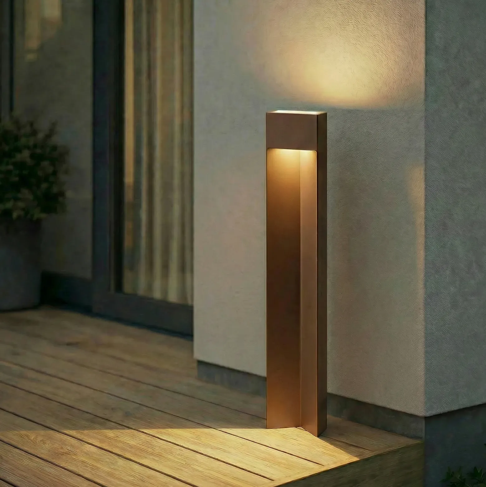 Bolardo luminoso LED Lucande Kaholo, marrón, 90 cm, IP44