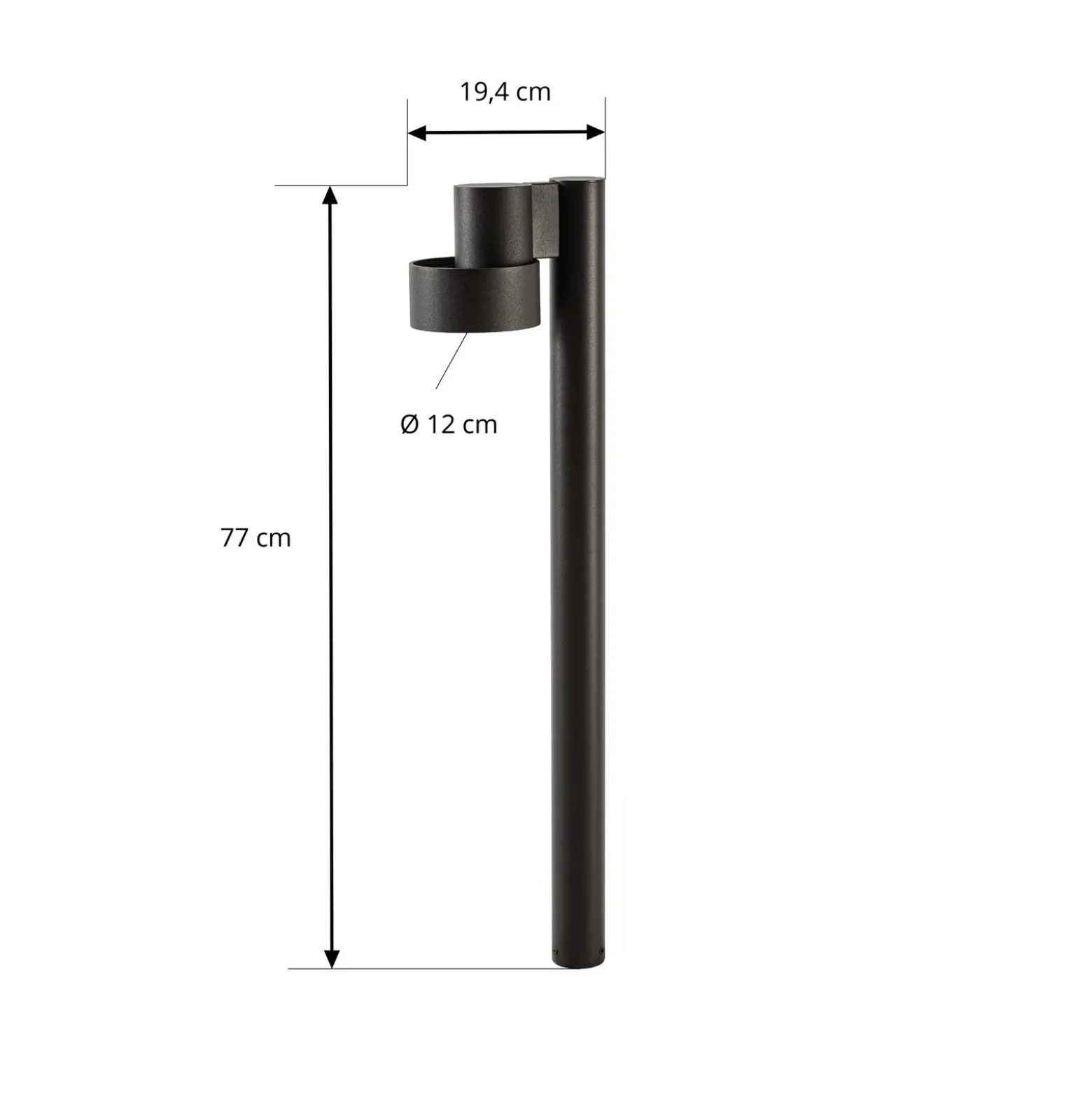 Bolardo luminoso LED Lucande Elune, negro mate, IP44, altura 77 cm