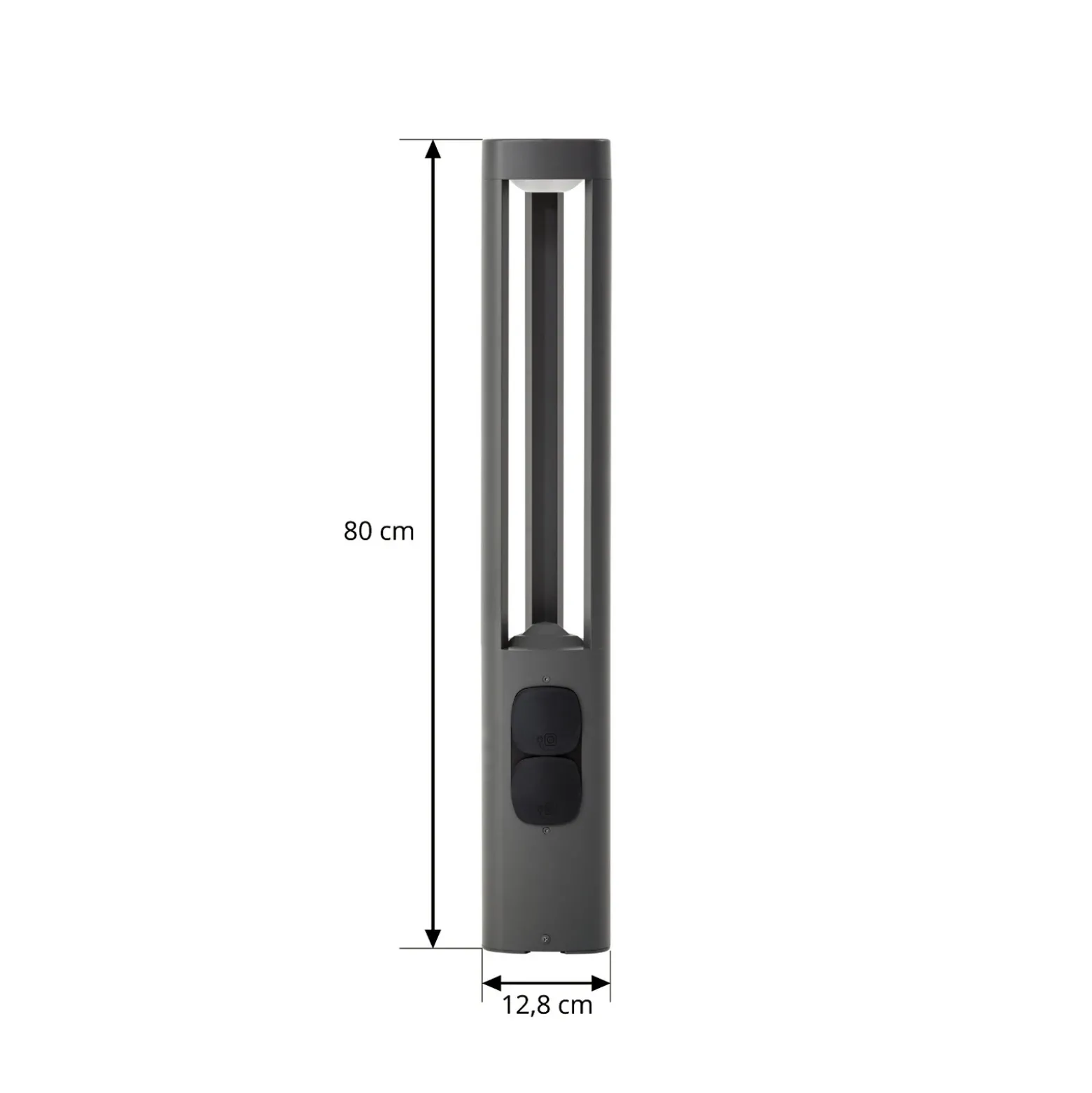 Bolardo luminoso LED Lucande Pirron, altura 80 cm, enchufe, IP54
