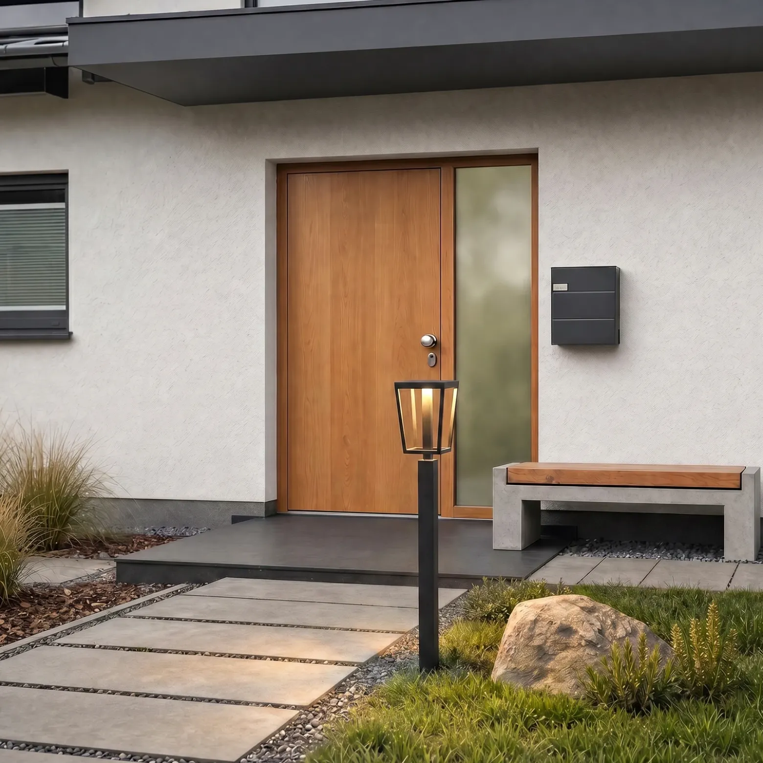 Bolardo luminoso LED Lynx de Lucande, 95,5 cm, negra, IP65