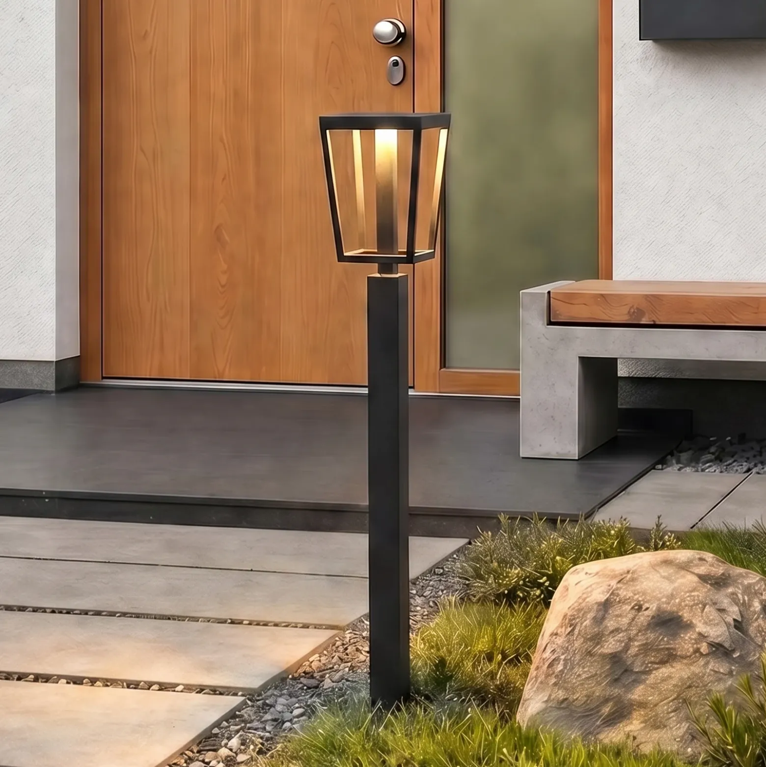 Bolardo luminoso LED Lynx de Lucande, 95,5 cm, negra, IP65