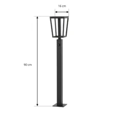 Bolardo luminoso LED Lynx de Lucande, 95,5 cm, negra, IP65, con sensor