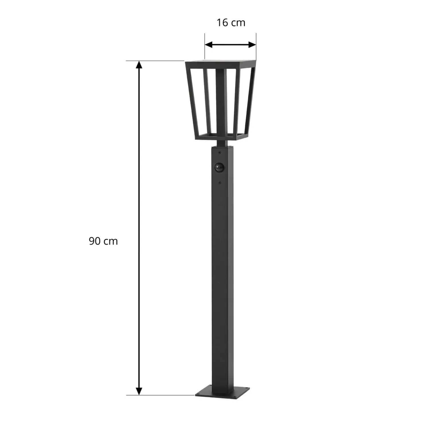Bolardo luminoso LED Lynx de Lucande, 95,5 cm, negra, IP65, con sensor