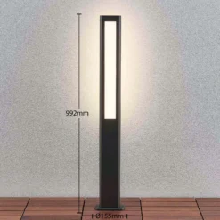 Bolardo luminoso LED Mhairi de Lucande, angular, antracita, 100 cm