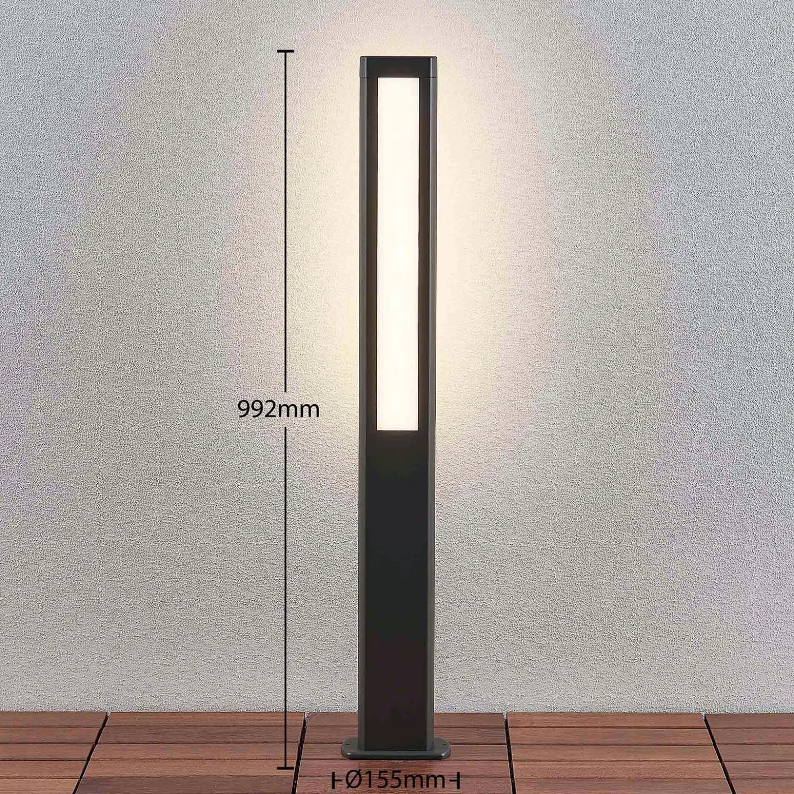 Bolardo luminoso LED Mhairi de Lucande, angular, antracita, 100 cm