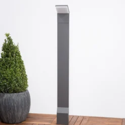 Bolardo luminoso LED Nevio de Lucande, antracita, metal, 100 cm