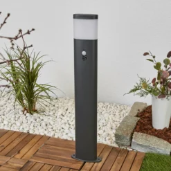 Bolardo luminoso LED Obri de Lindby, 80 cm, antracita, sensor