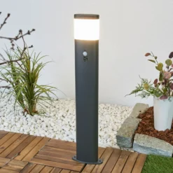 Bolardo luminoso LED Obri de Lindby, 80 cm, antracita, sensor