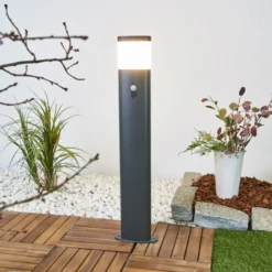 Bolardo luminoso LED Obri de Lindby, 80 cm, antracita, sensor