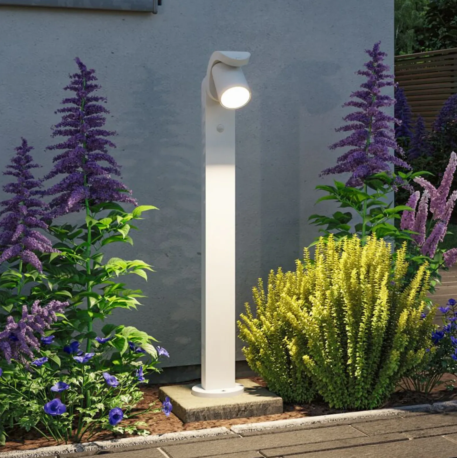 Bolardo luminoso LED Paulmann Cuff, aluminio, sensor, blanco