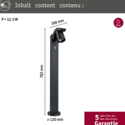 Bolardo luminoso LED Paulmann Cuff, aluminio, sensor, antracita