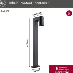 Bolardo luminoso LED Paulmann Kimu 1, antracita, 2.200 K, IP44