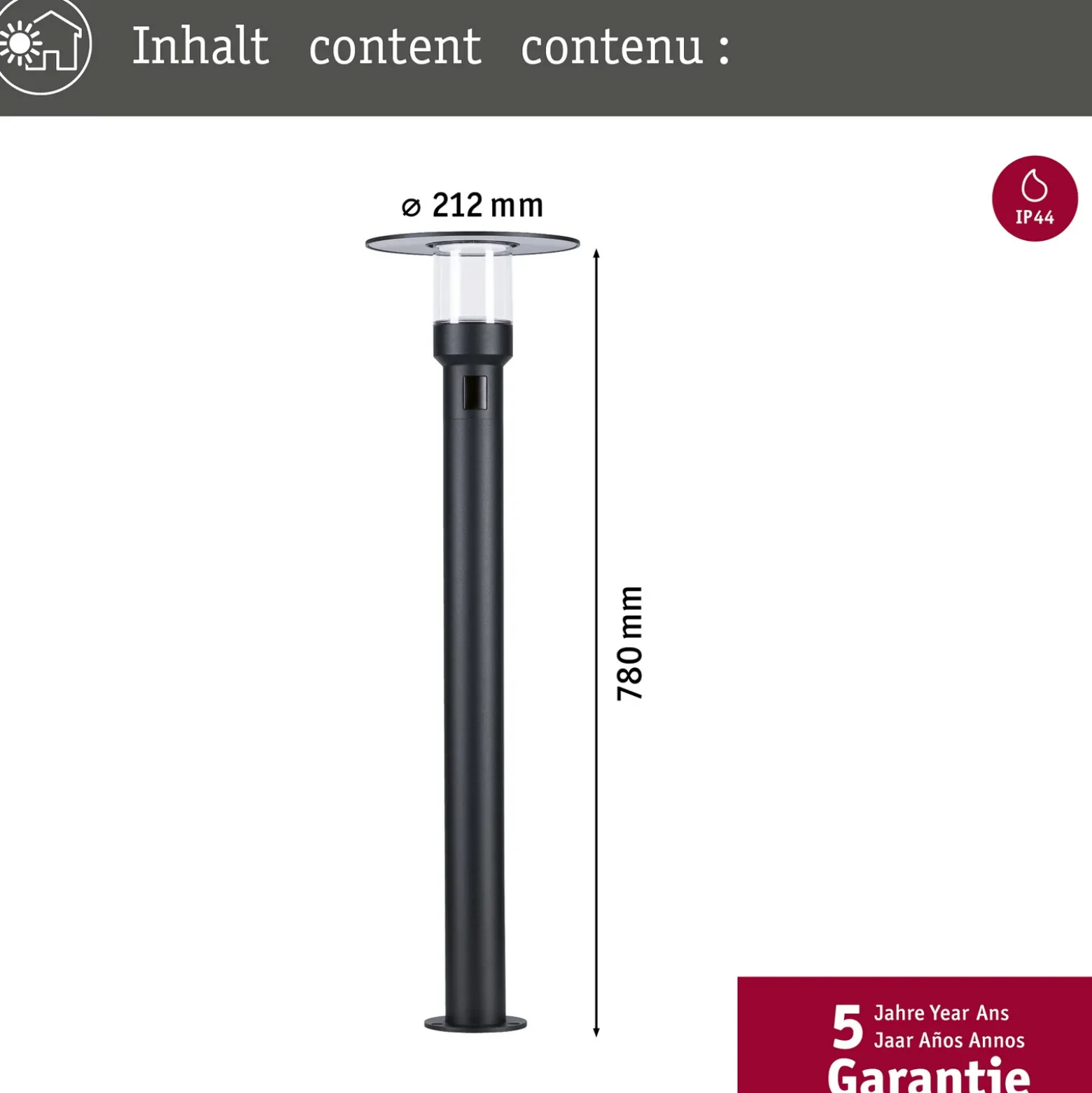 Bolardo luminoso LED Paulmann Sienna, aluminio, con sensor