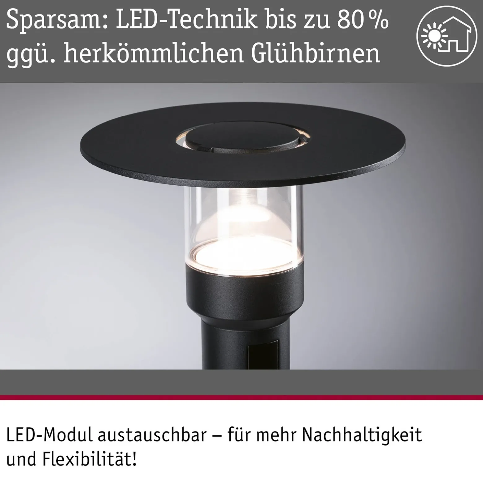Bolardo luminoso LED Paulmann Sienna, aluminio, con sensor