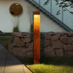 Bolardo luminoso LED Rho, color óxido, altura 100 cm, metal, IP54