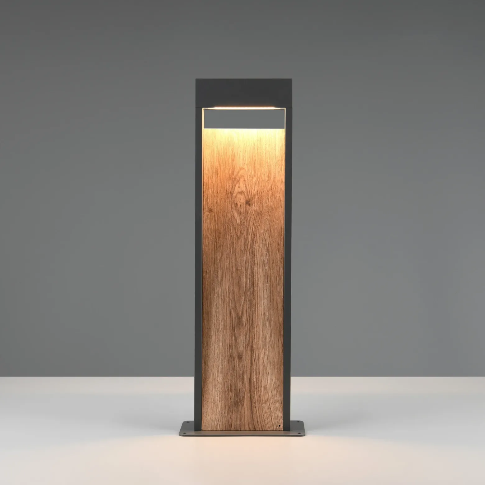 Bolardo luminoso LED SALMON, aspecto de madera, altura 60 cm, metal, IP44