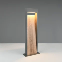 Bolardo luminoso LED SALMON, aspecto de madera, altura 60 cm, metal, IP44