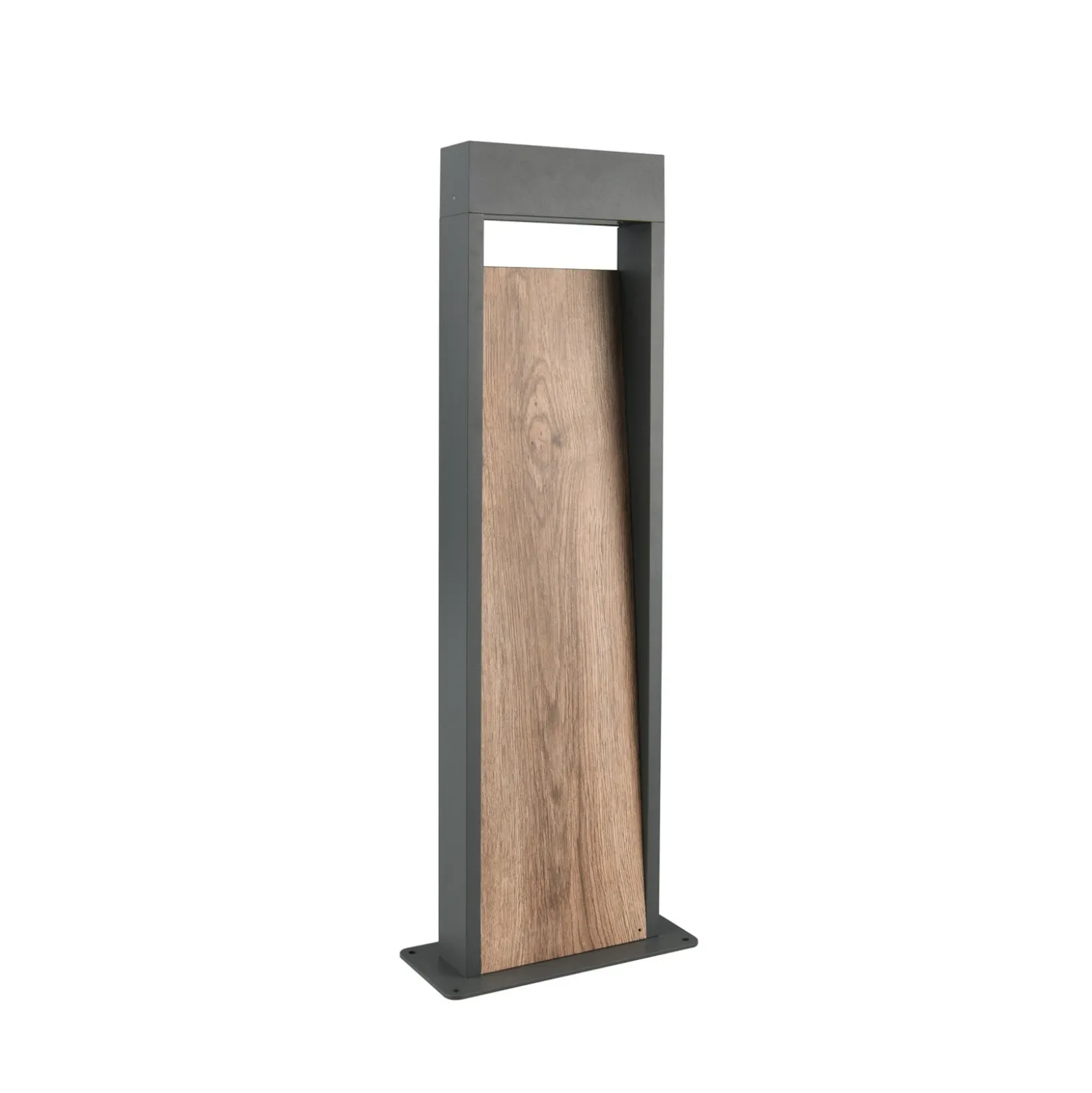 Bolardo luminoso LED SALMON, aspecto de madera, altura 60 cm, metal, IP44