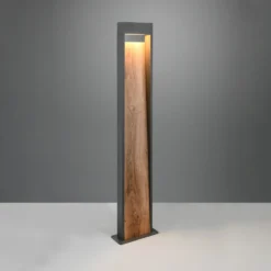 Bolardo luminoso LED SALMON, aspecto de madera, altura 100 cm, metal, IP44