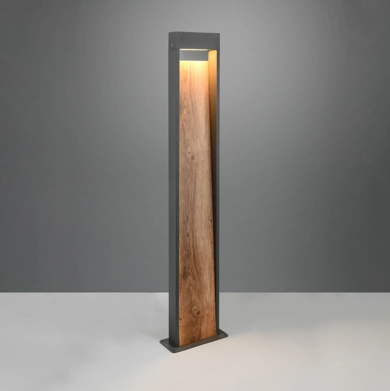 Bolardo luminoso LED SALMON, aspecto de madera, altura 100 cm, metal, IP44