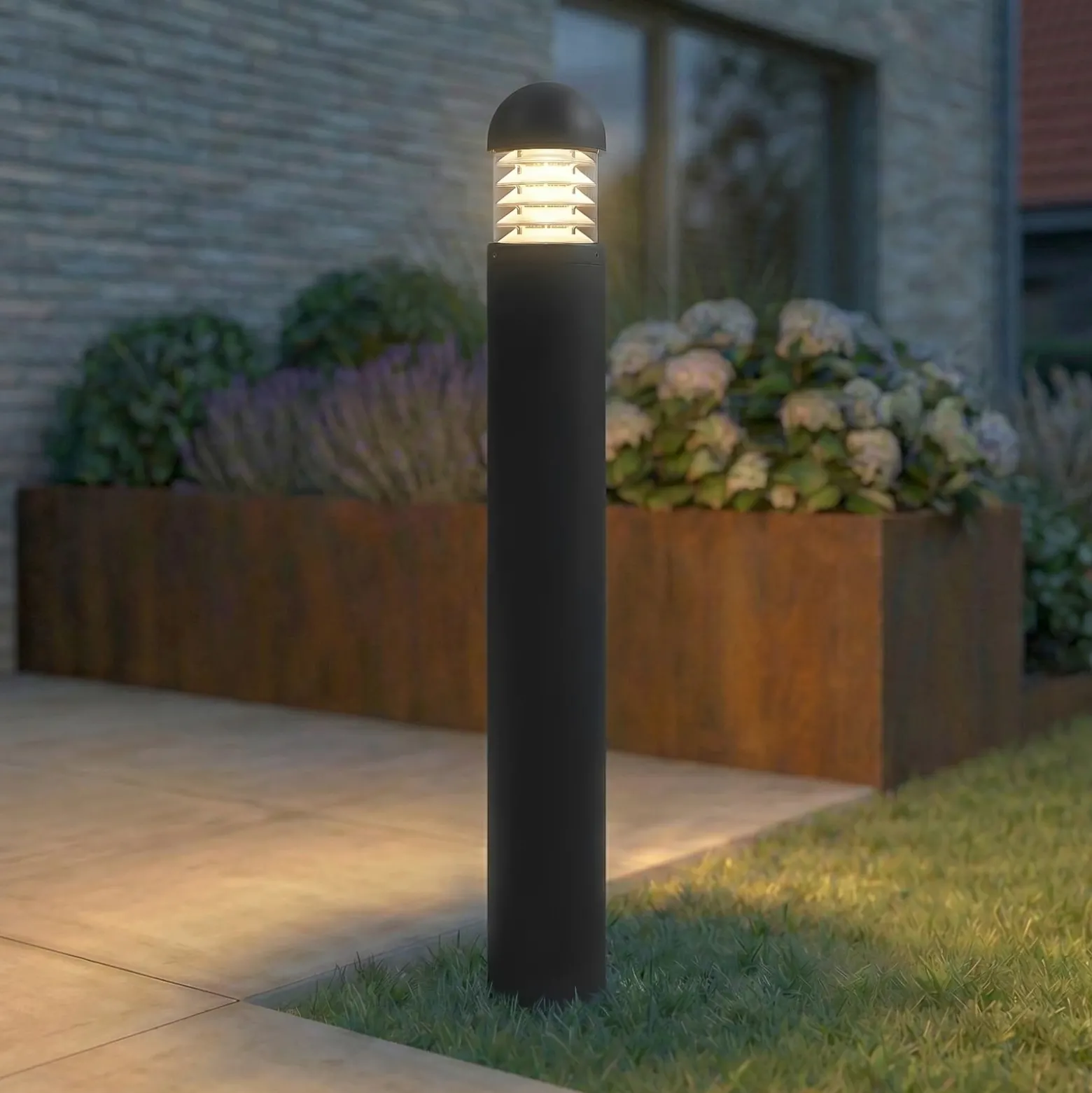 Bolardo luminoso LED Skagena de Lucande, antracita, altura 90 cm, IP54