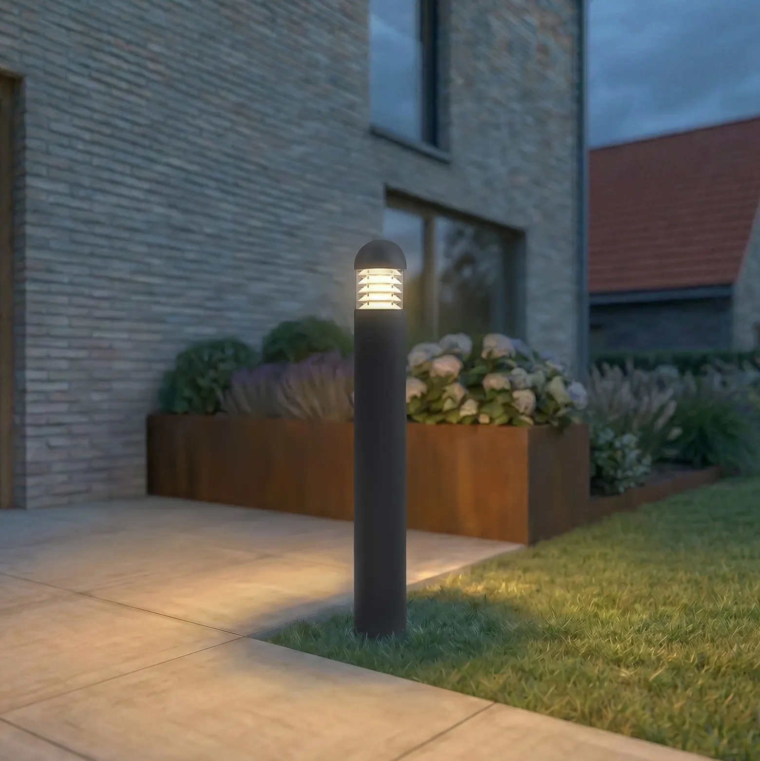 Bolardo luminoso LED Skagena de Lucande, antracita, altura 90 cm, IP54