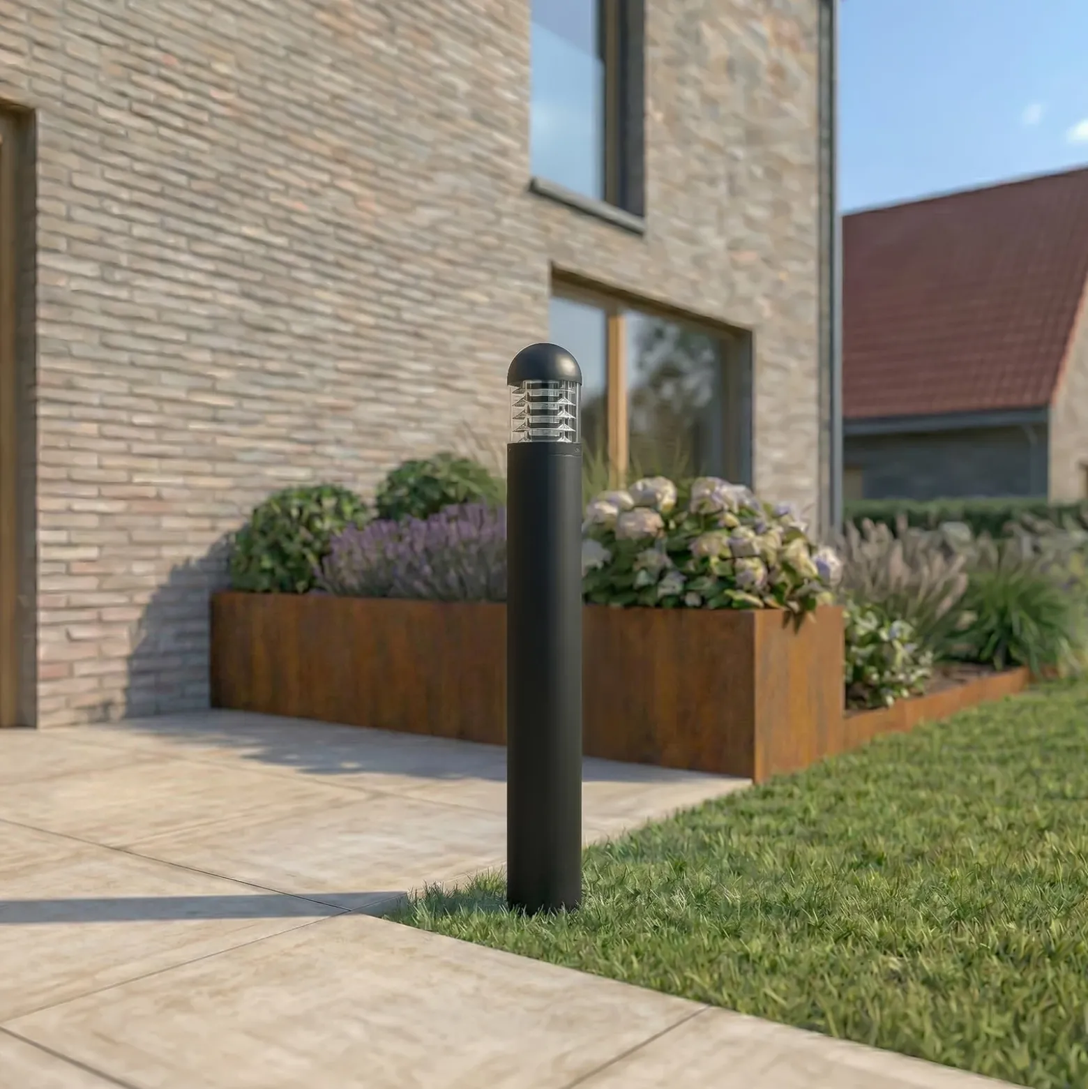 Bolardo luminoso LED Skagena de Lucande, antracita, altura 90 cm, IP54
