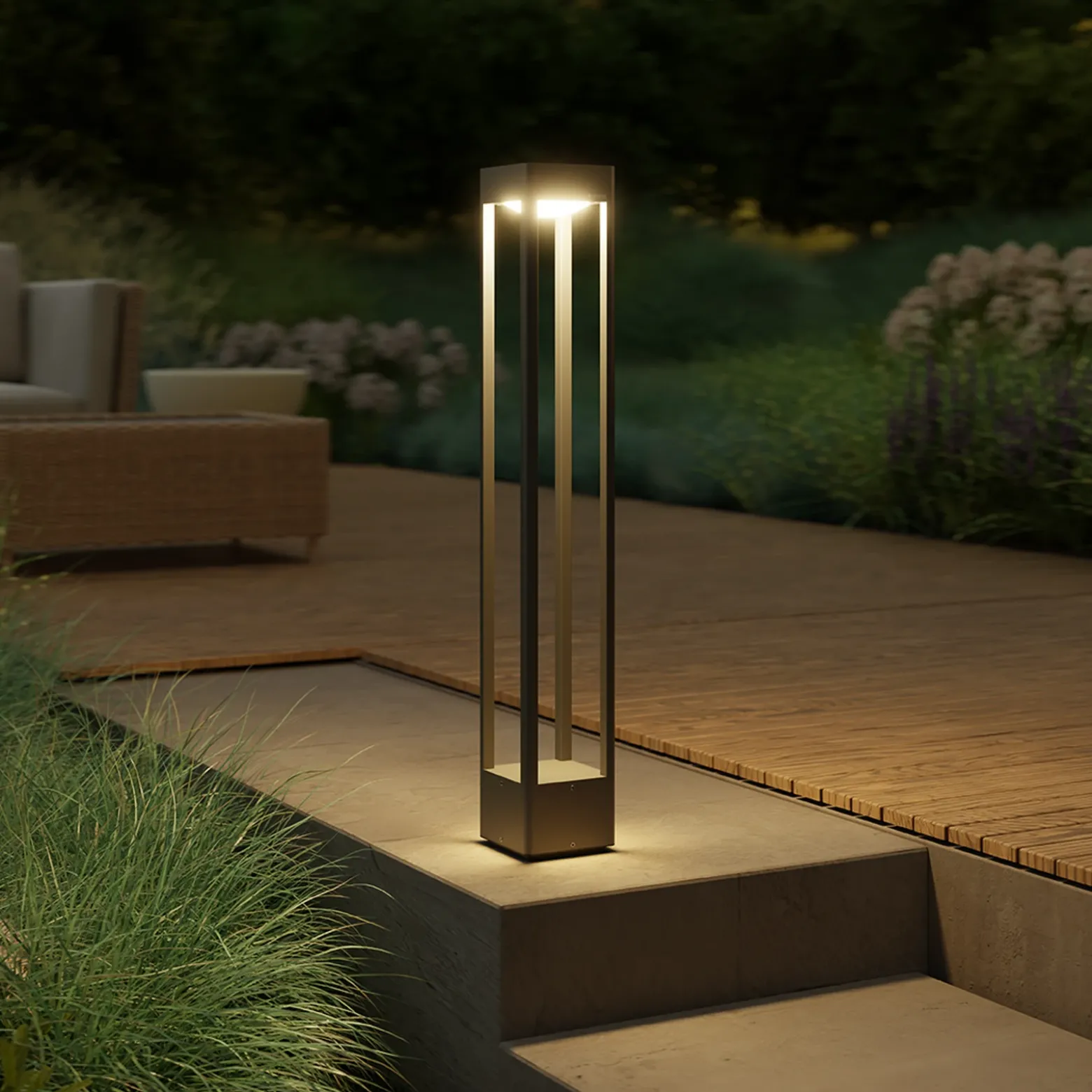 Bolardo luminoso LED STEINEL Stela C, 86 cm, color antracita, IP65, RGBWW