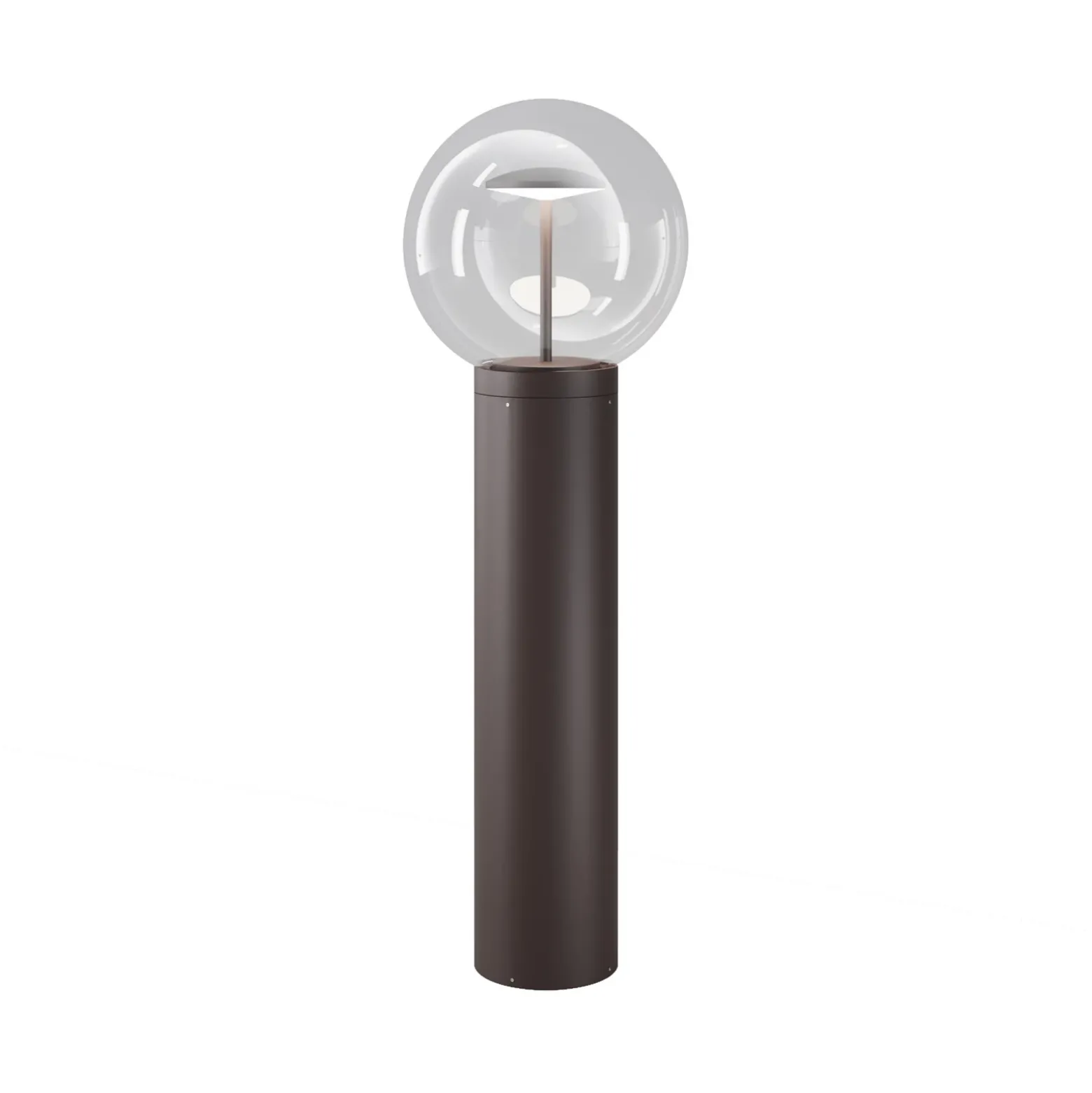 Bolardo luminoso LED Velora, marrón, altura 60 cm, metal/vidrio, IP65