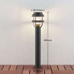 Bolardo luminoso Lindby «Alvaro», antracita, 60 cm, IP44, E27