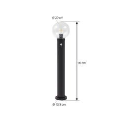 Bolardo luminoso Lindby Dangan, transparente, 90 cm, cristal, sensor