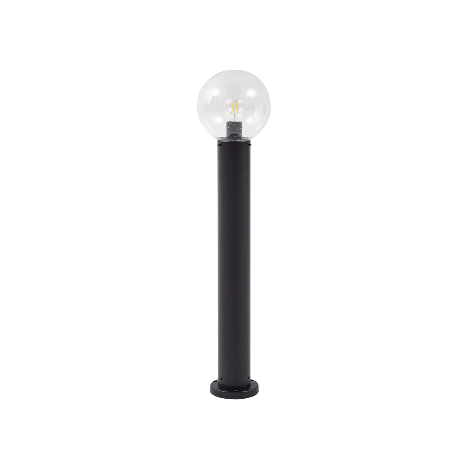 Bolardo luminoso Lindby Dangan, negro/transparente, altura 90 cm, cristal