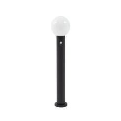 Bolardo luminoso Lindby Dangan, negro/blanco, 90 cm, cristal, sensor