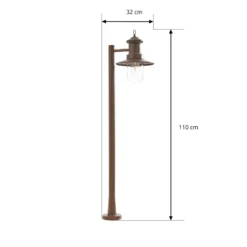 Bolardo luminoso Lindby Eloretta, óxido, 110 cm, acero, IP44, E27
