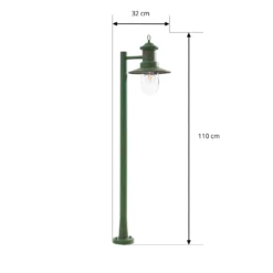 Bolardo luminoso Lindby Eloretta, verde, 110 cm, acero, IP44, E27