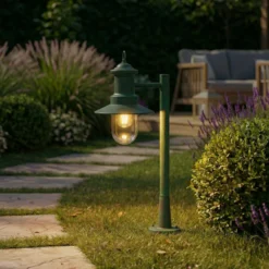 Bolardo luminoso Lindby Eloretta, verde, 60 cm, acero, IP44, E27