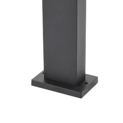 Bolardo luminoso Lindby Enerio, negro, con toma de corriente, 80 cm, GU10
