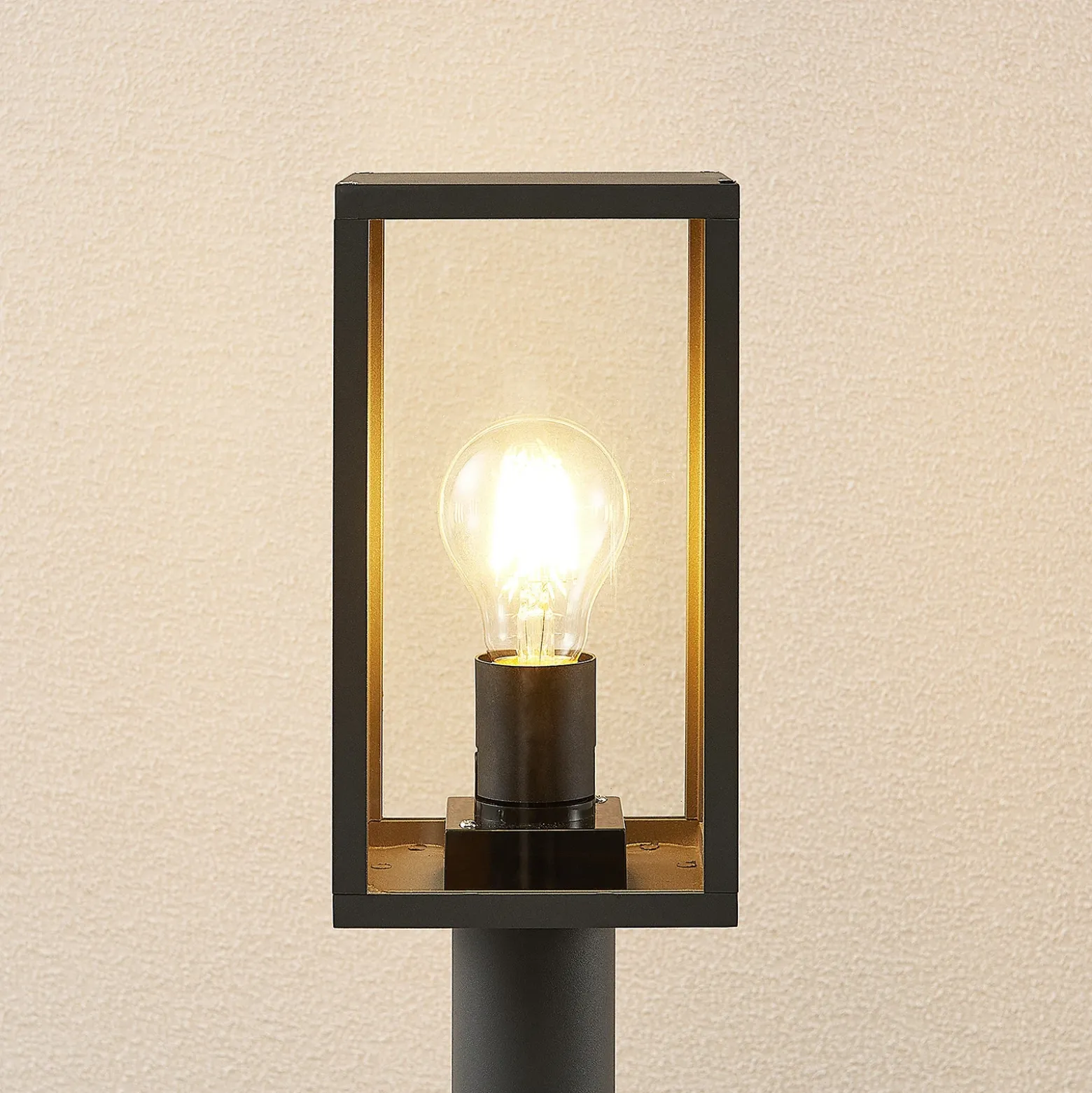 Bolardo luminoso Lindby Filimon, 80 cm, antracita, IP44, E27