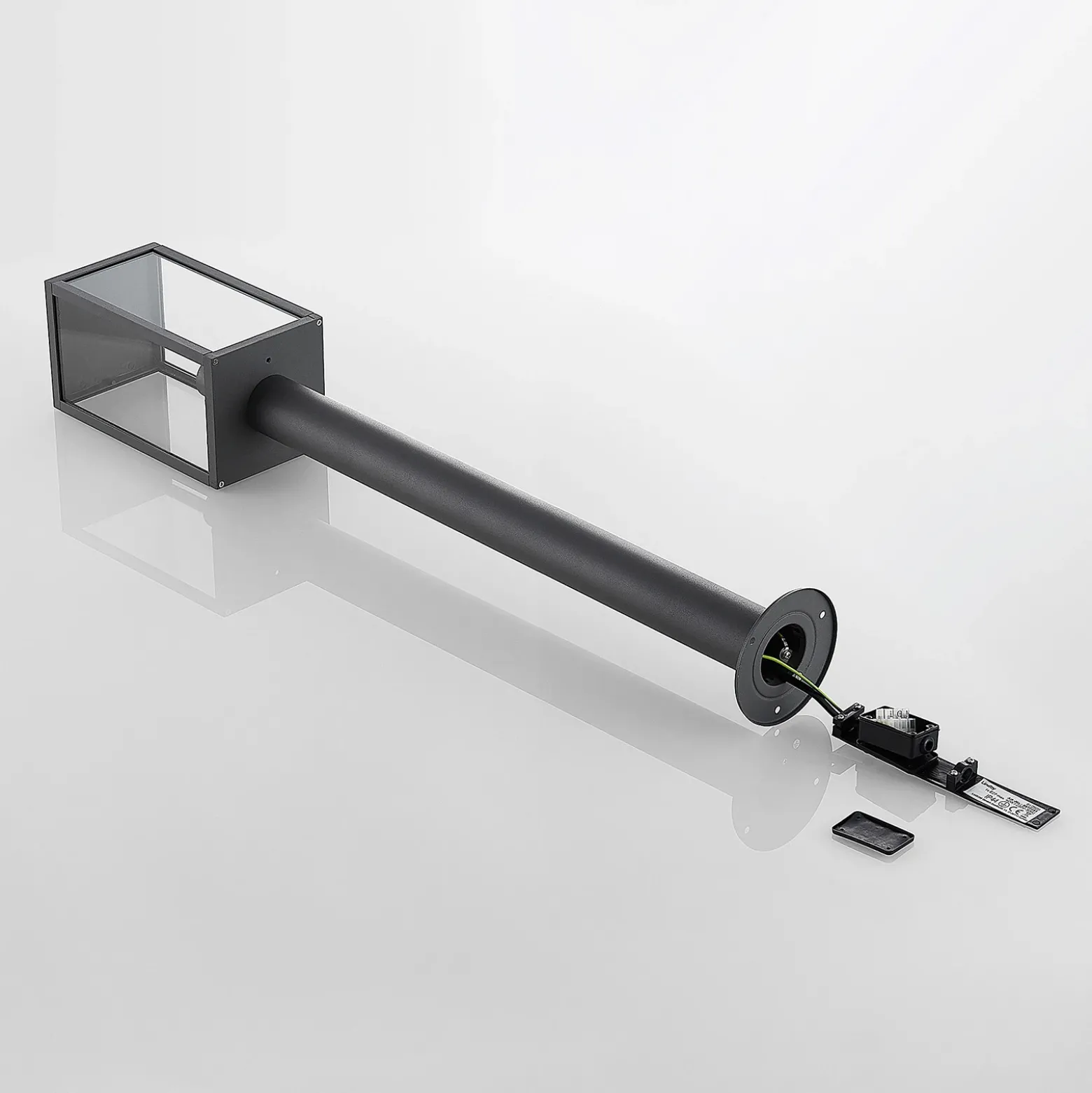 Bolardo luminoso Lindby Filimon, 80 cm, antracita, IP44, E27
