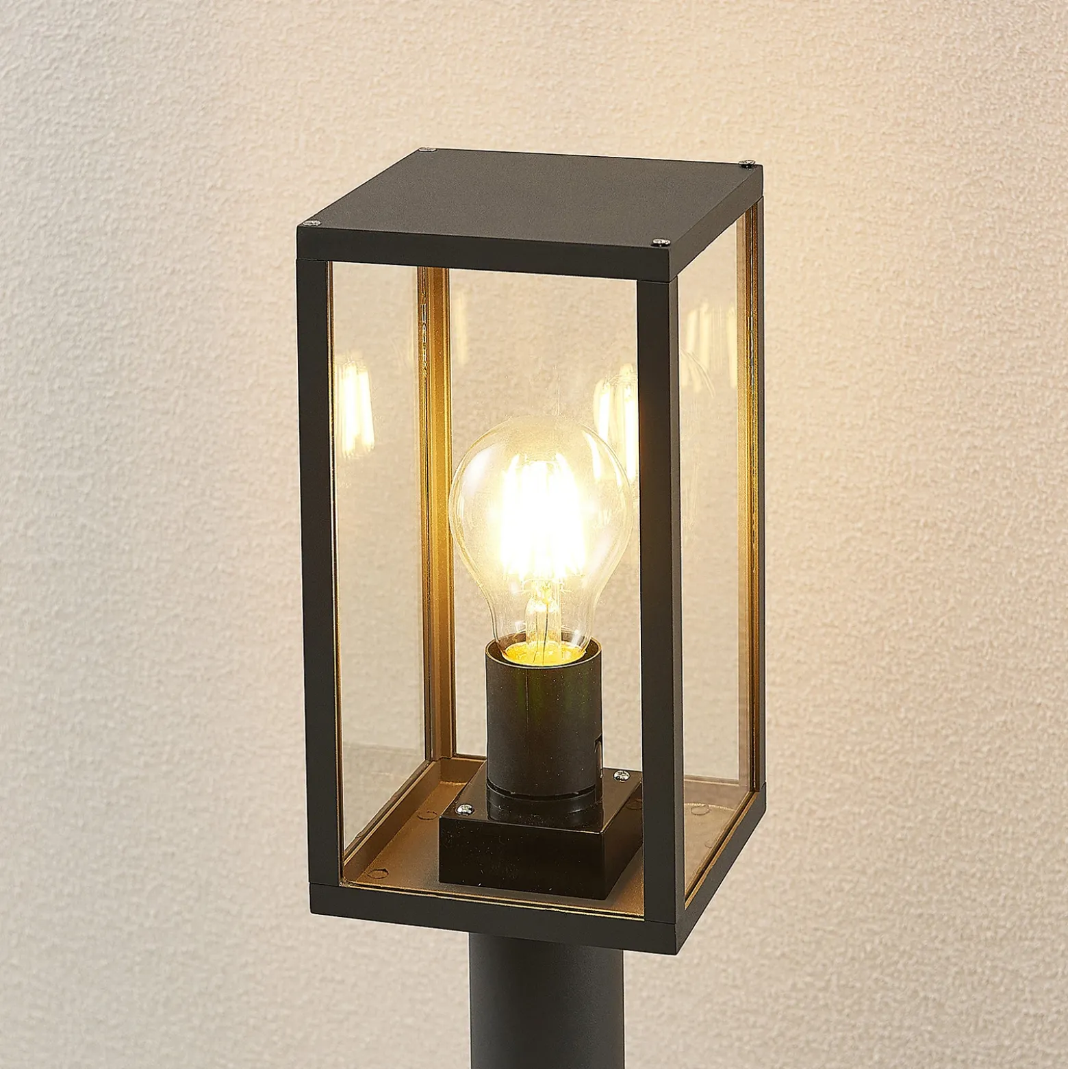 Bolardo luminoso Lindby Filimon, 80 cm, antracita, IP44, E27