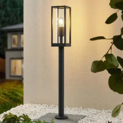 Bolardo luminoso Lindby Giavanna, 80 cm, antracita, IP44, E27
